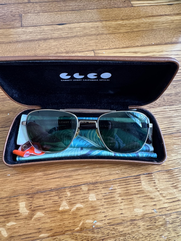 Garrett Leight Aviator Sunglasses With Green Lenses And Gold Frame